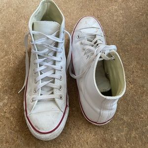White high top leather church Taylor converse sneakers